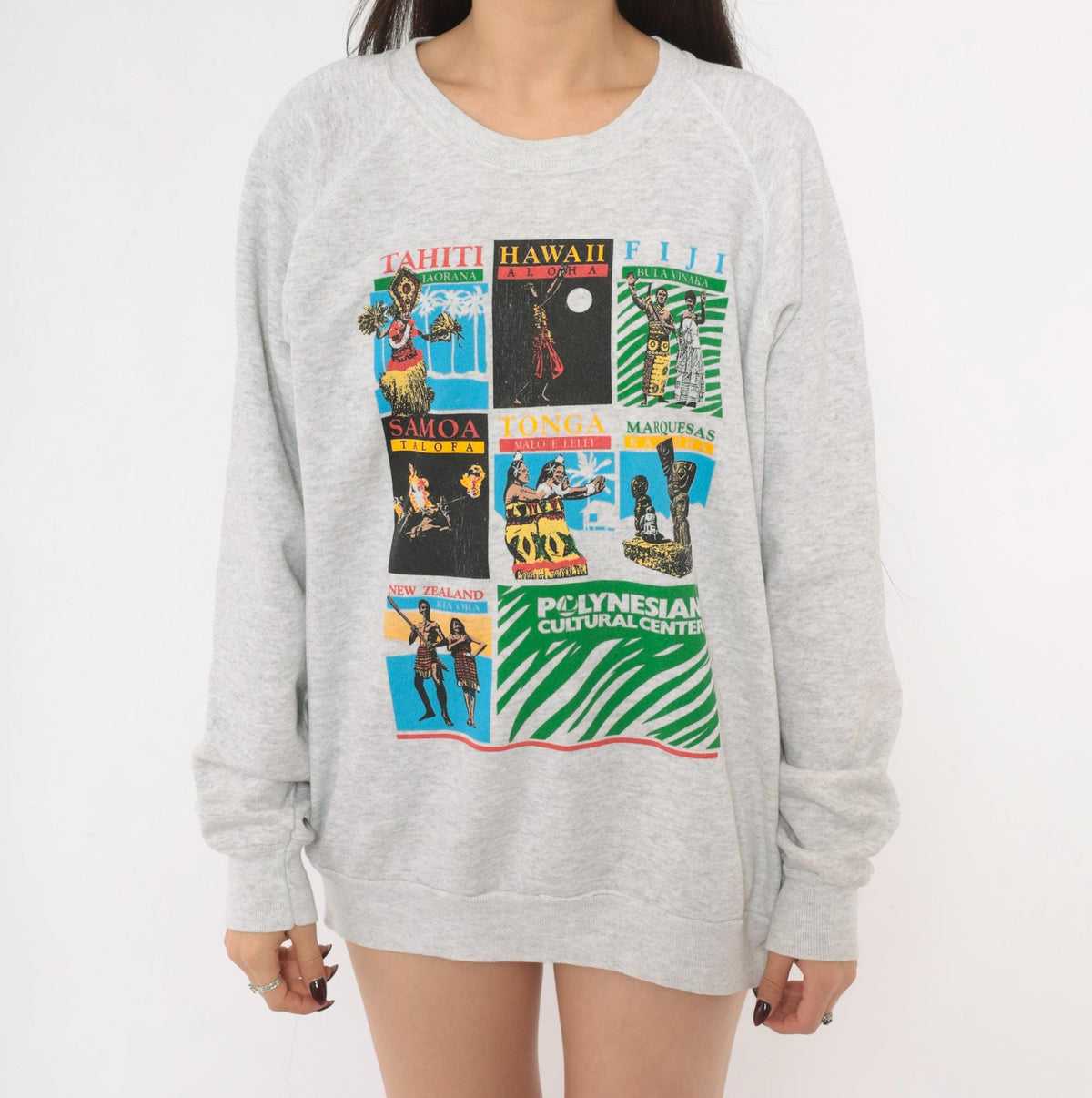 90s Polynesian Cultural Center Sweatshirt Grey Raglan Graphic Extra Large XL