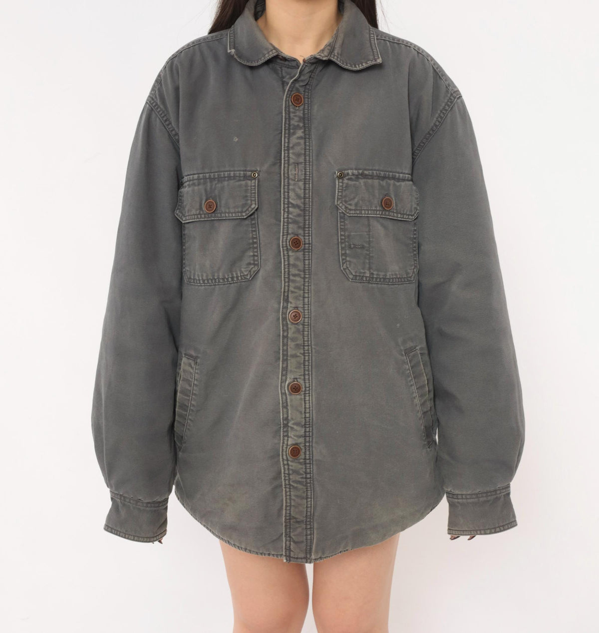 Y2K Outdoor Life Grey Cotton Shirt Jacket Gorpcore Medium M