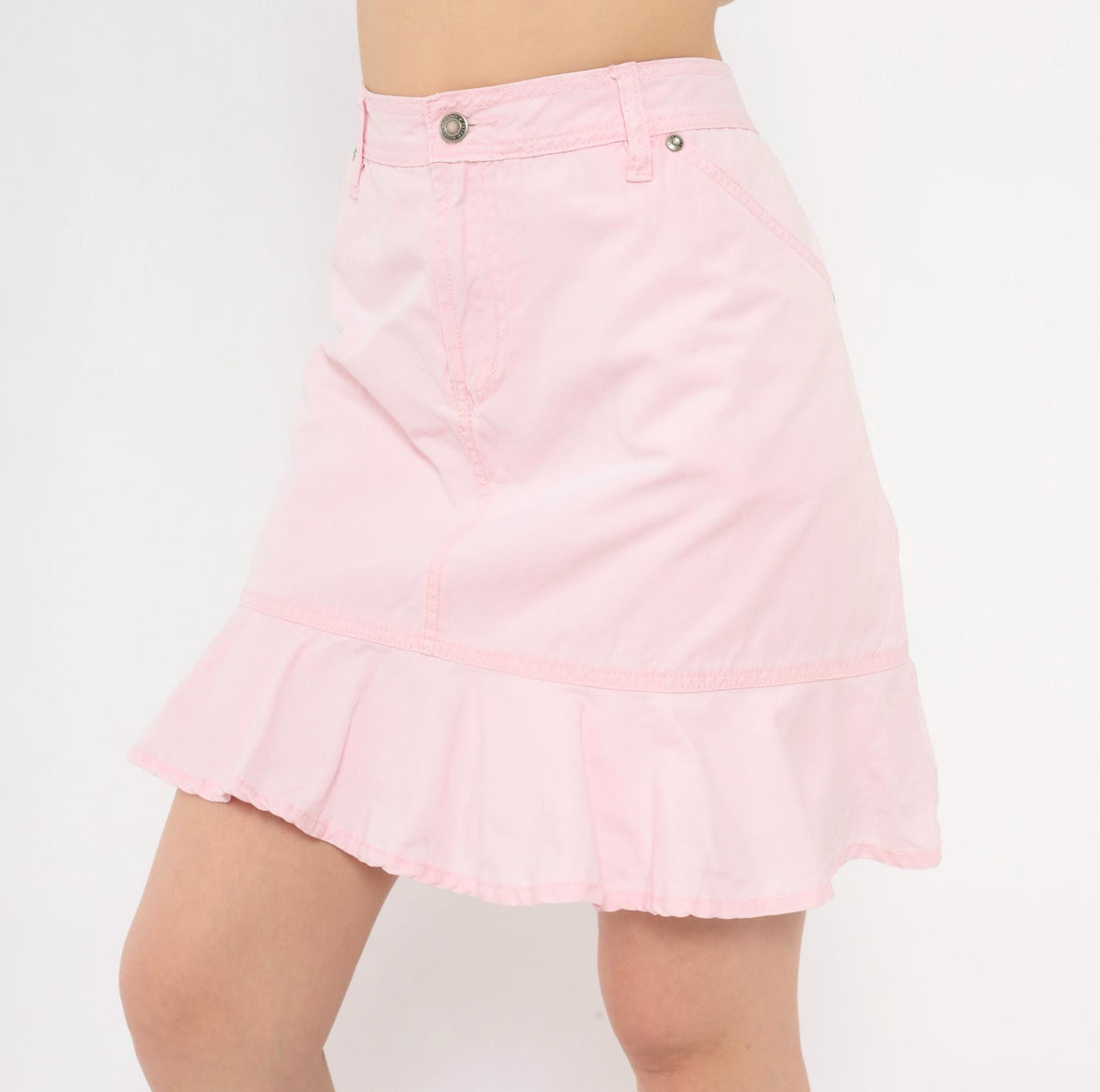 90s Faded Glory Pink Cotton Skort High Waist Ruffled Mini Extra Large XL