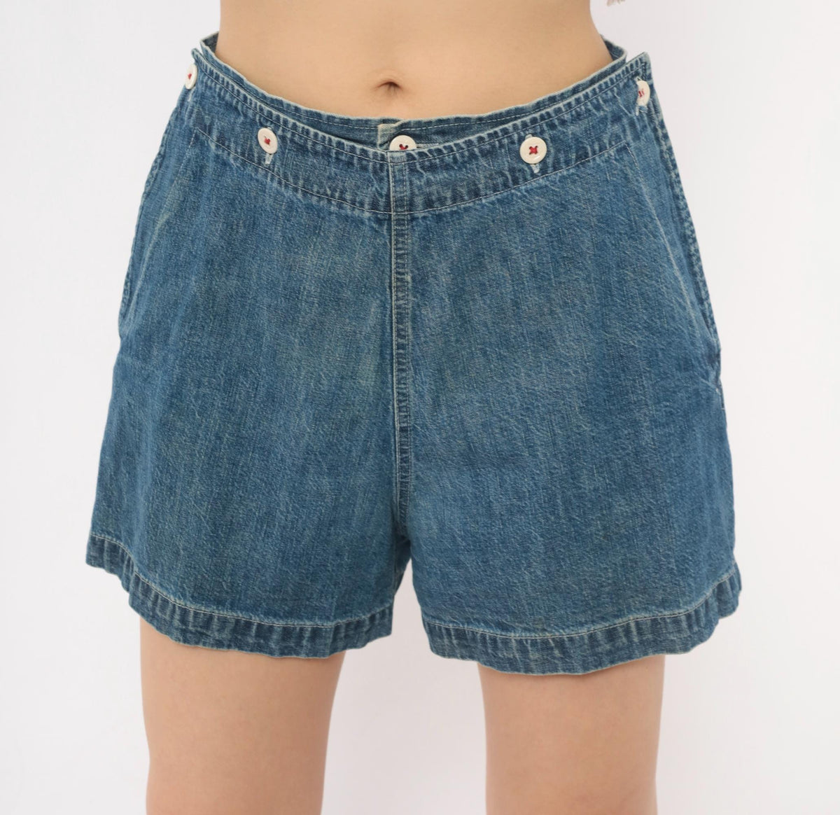 Y2K Ralph Lauren Denim Shorts Blue High Waist Cotton Medium M