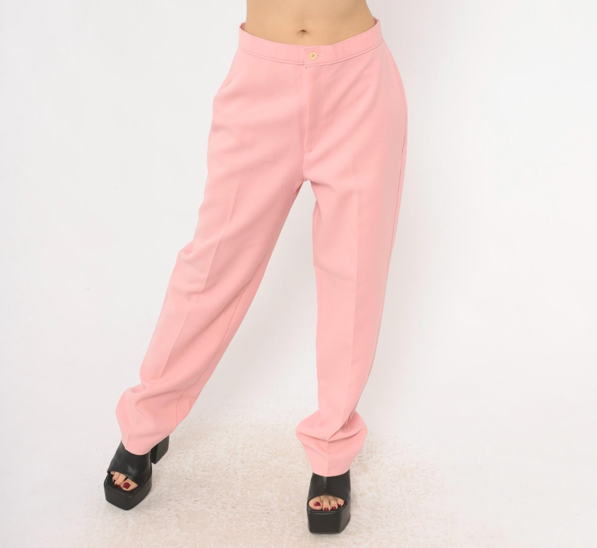 70s Bend Over Pink High-Waist Tapered Trousers Medium M