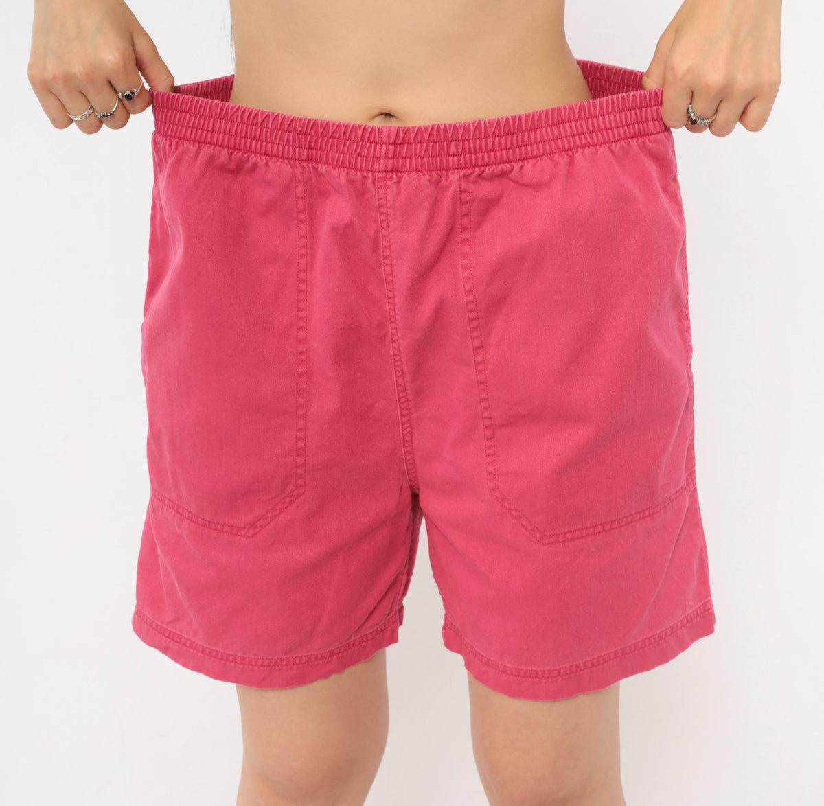 90s Eddie Bauer Pink Cotton Shorts High Waist Elastic Medium M