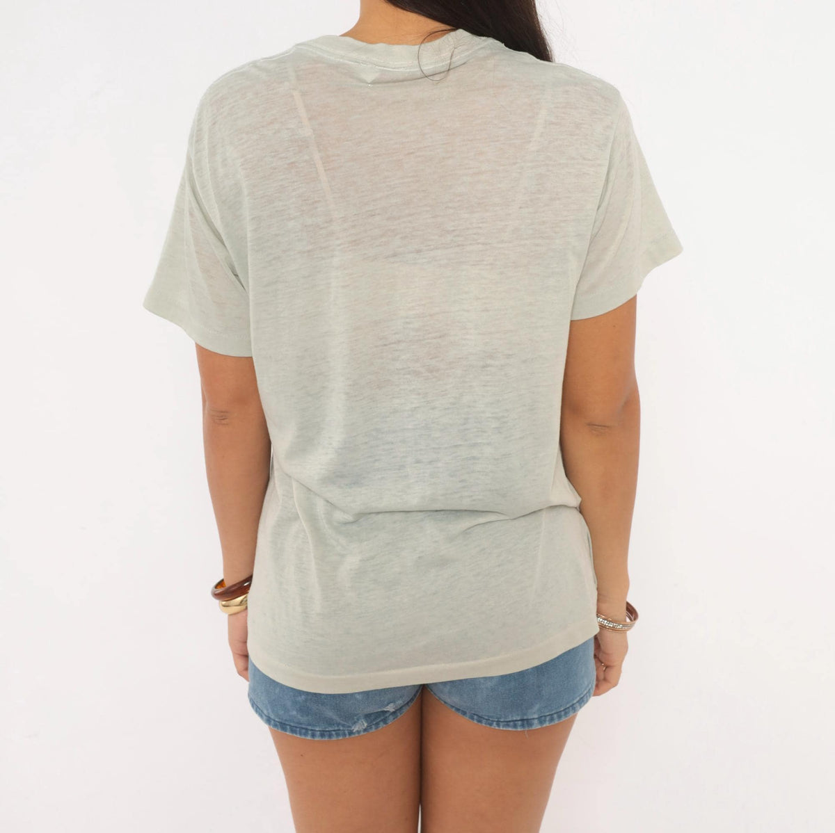 80s Grandparent Graphic Tee Grey Glitter Puff Print Cotton Small