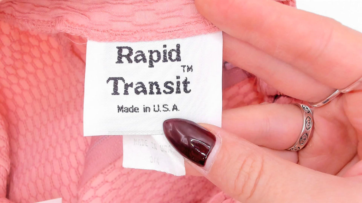 80s Rapid Transit Peach Mini Skirt High Waist Pencil Honeycomb Texture XS