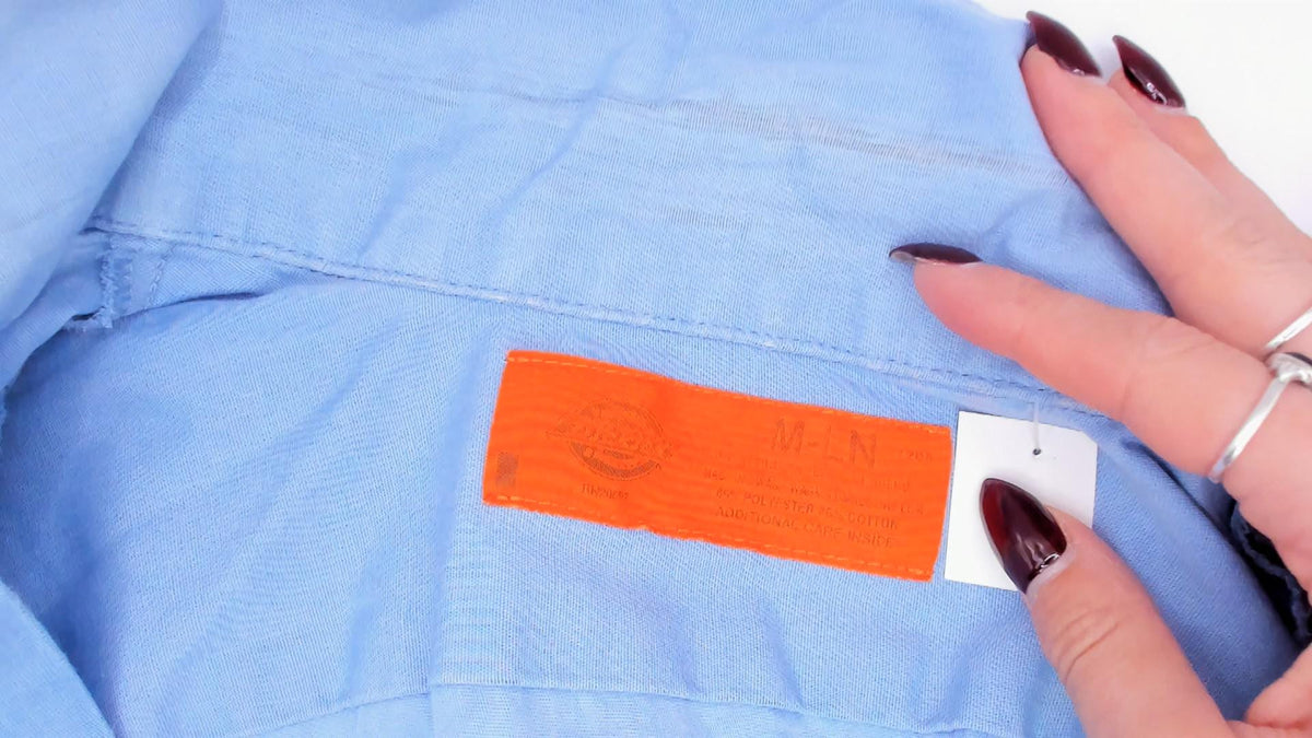 90s Dickies Light Blue Work Shirt Button Front Medium Distressed