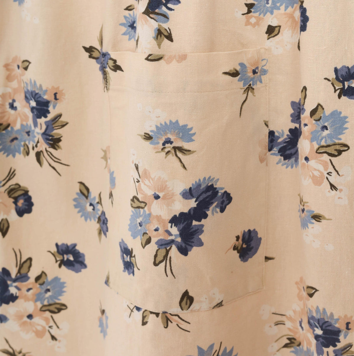 90s Studio C Floral Linen Maxi Dress Cream Navy Plus Size XXL