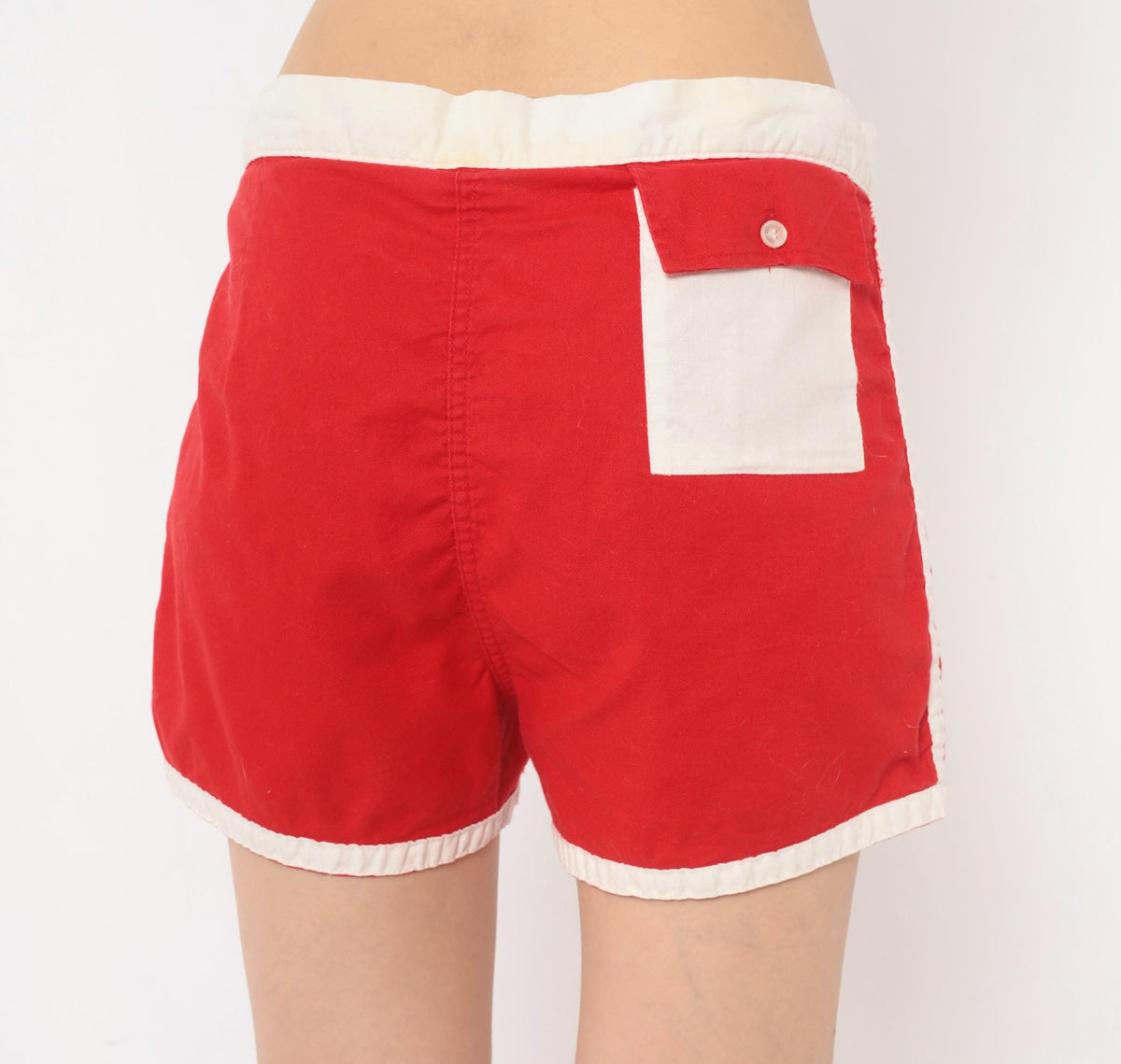 70s Allen A Red Cotton Running Shorts White Trim Athletic Large