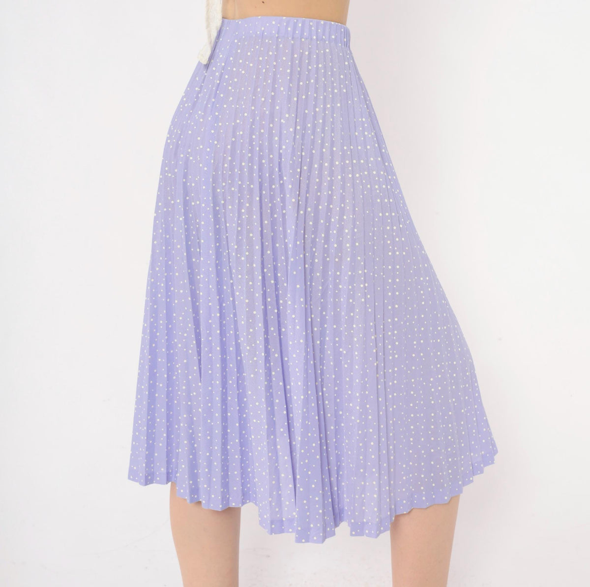 70s Graff Californiawear Accordion Pleated Skirt Lavender Polka Dot XS