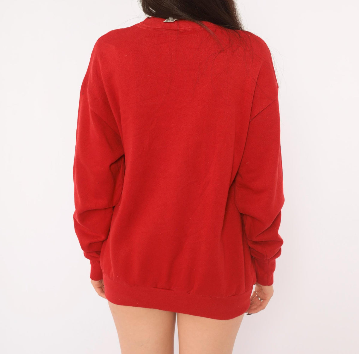 80s Santa Claus Christmas Sweatshirt Red Sequin Glitter Graphic Medium