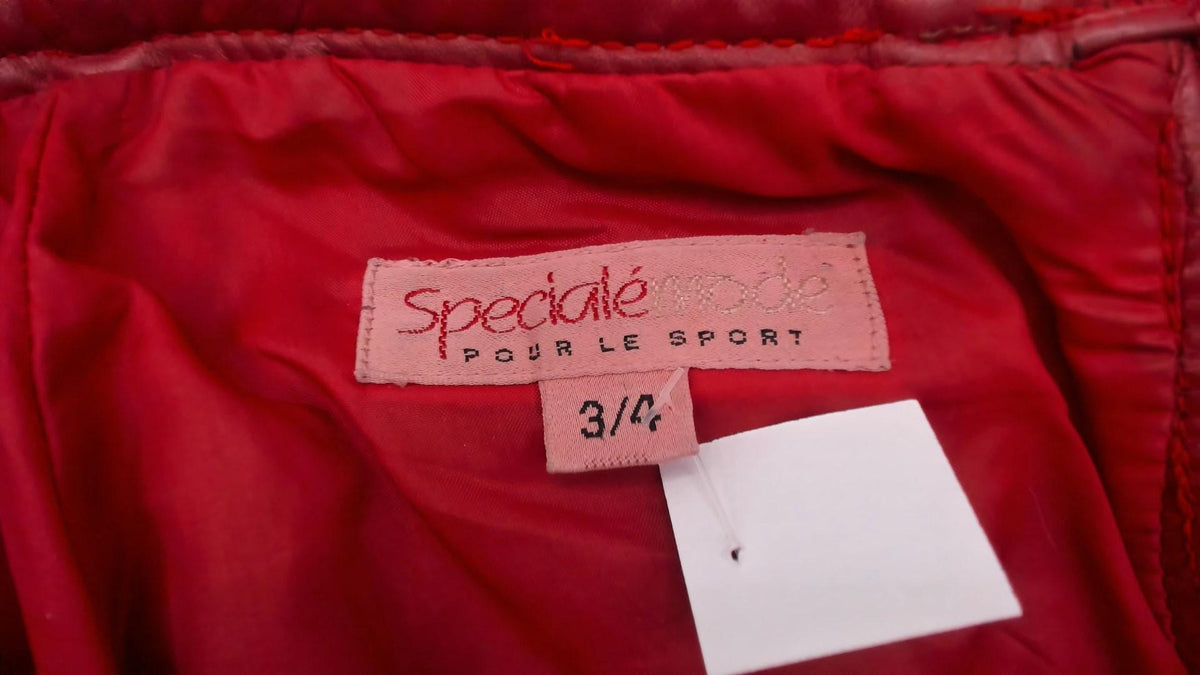 90s Speciale Mode Red Leather Pants High Waist Straight Leg Biker XXS