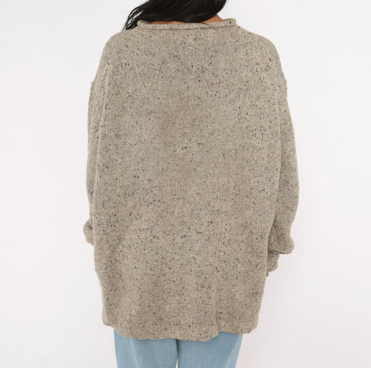 Y2K Woolrich Tan Speckled Wool Knit Sweater Crew Neck Raglan Extra Large