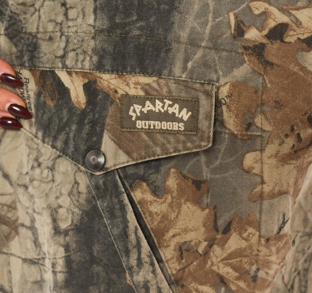 90s Spartan Realtree Camo Bomber Jacket Brown Beige Tree Print Medium