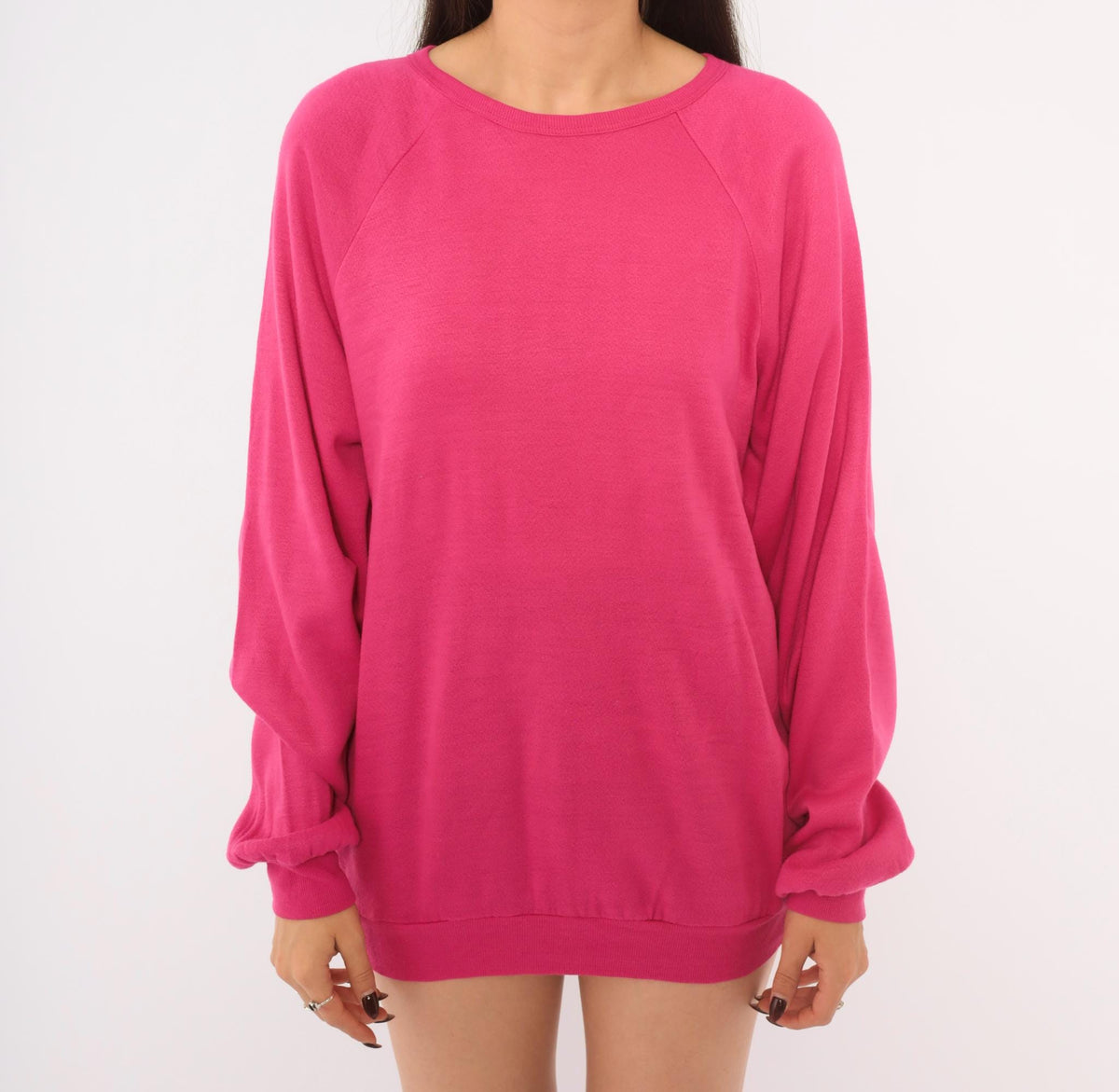 80s Keeping Up Hot Pink Raglan Sweatshirt Crew Neck Medium M