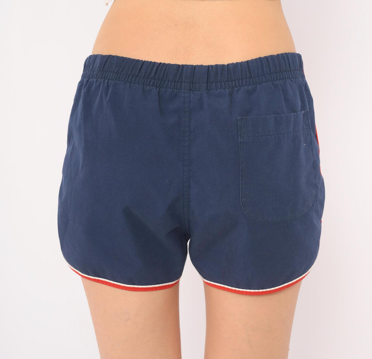 80s Asics Navy Running Shorts Red White Trim Athletic Medium