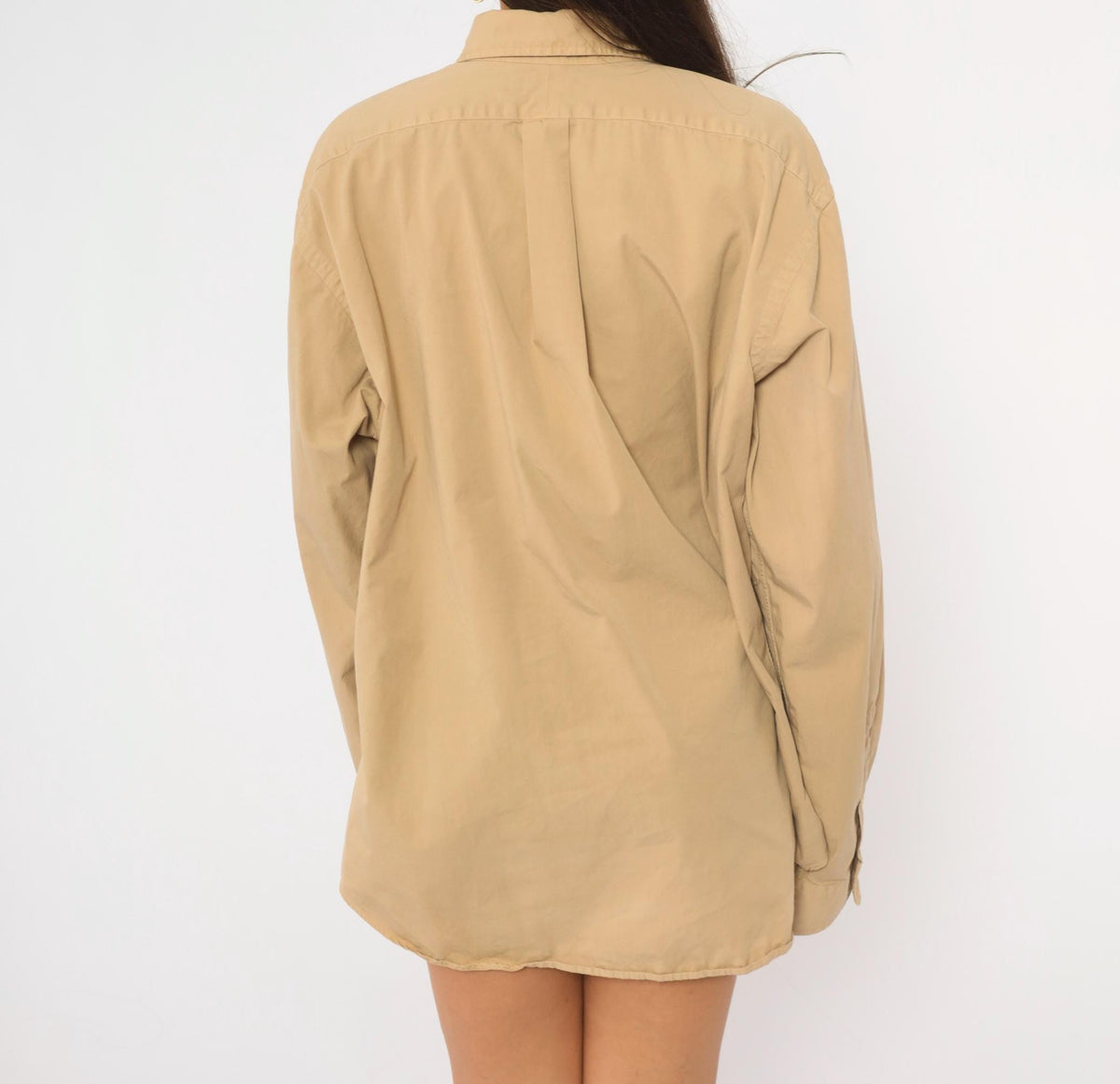 90s Ralph Lauren Tan Cotton Button Down Shirt Mens Extra Large XL