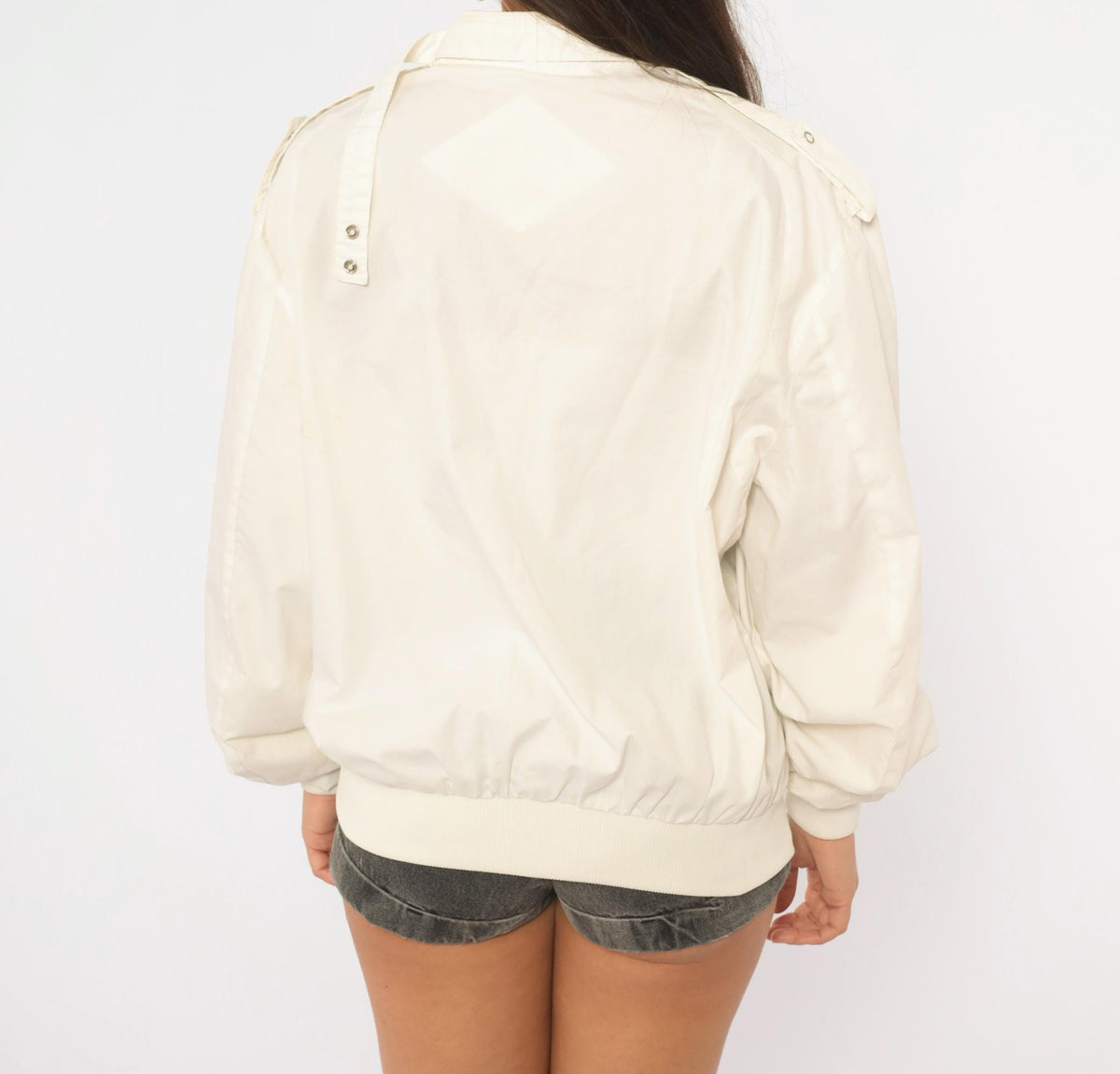 80s Members Only White Harrington Jacket Raglan Medium