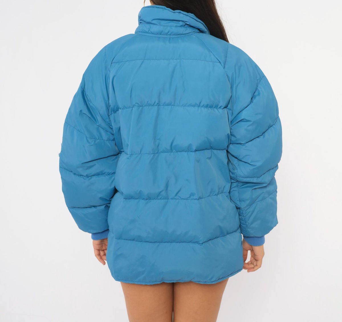 80s Eddie Bauer Cobalt Blue Down Puffer Jacket Raglan Medium