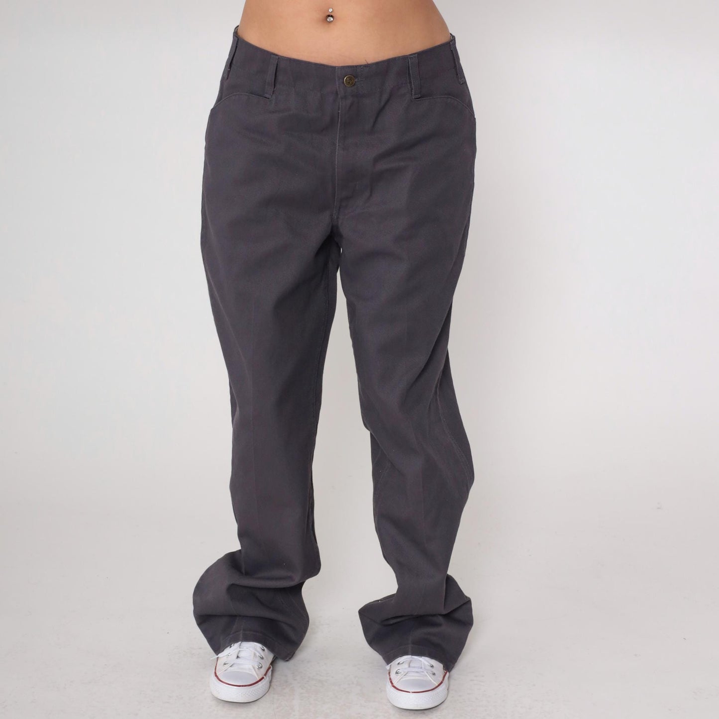 Ben Davis Y2K Charcoal Work Pants Gorilla Logo Straight Leg 36