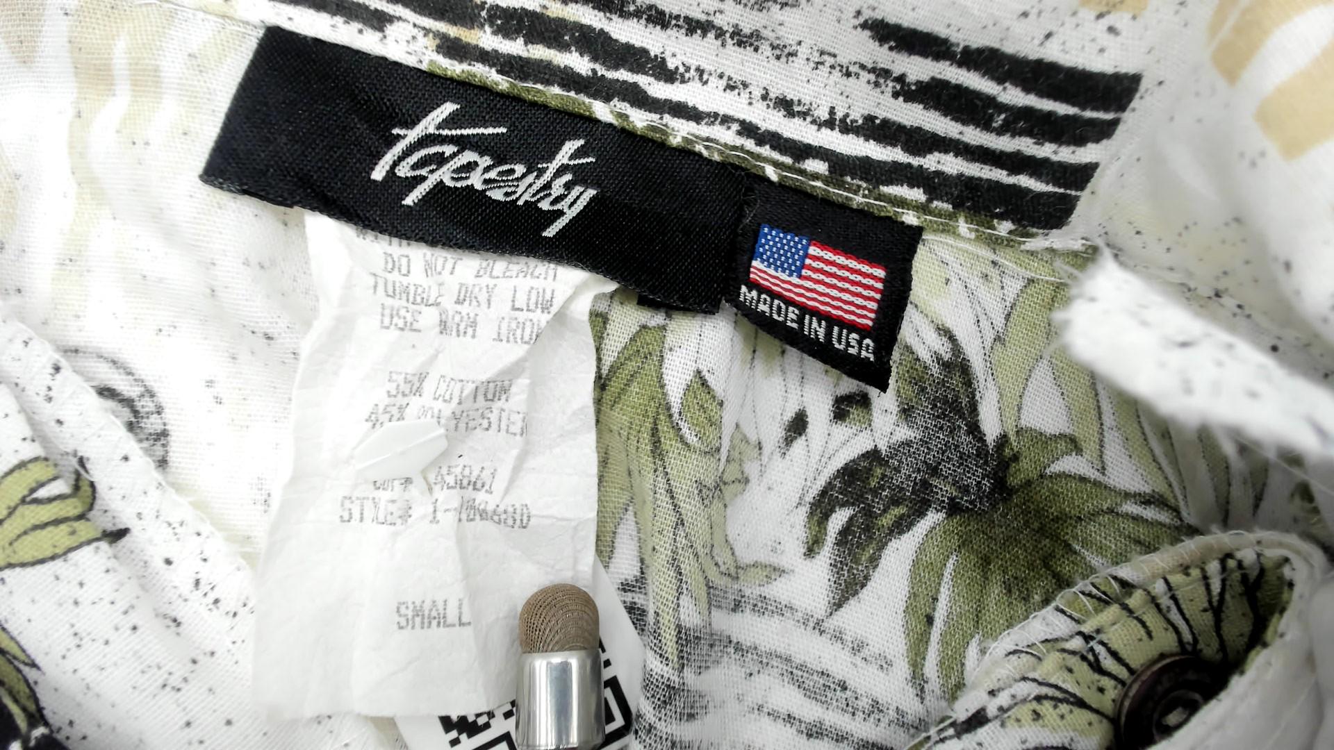 90s Safari Animal Print Button Down Shirt Zebra Lion Palm White Small
