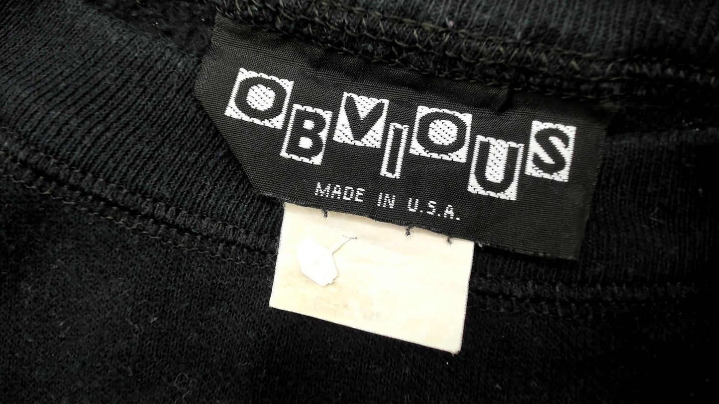 90s Obvious Snowboard Sweatshirt Black Neon Pink Green Cropped Medium M