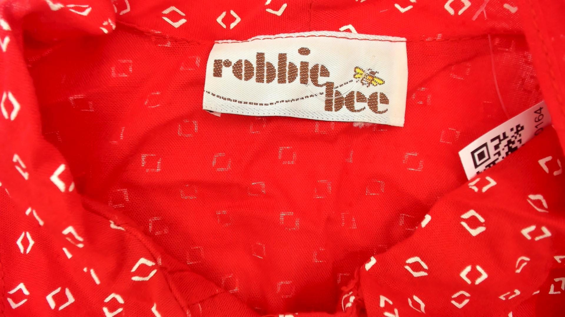 1970s Robbie Bee Red Geometric Diamond Print Midi Dress Bow Tie Medium