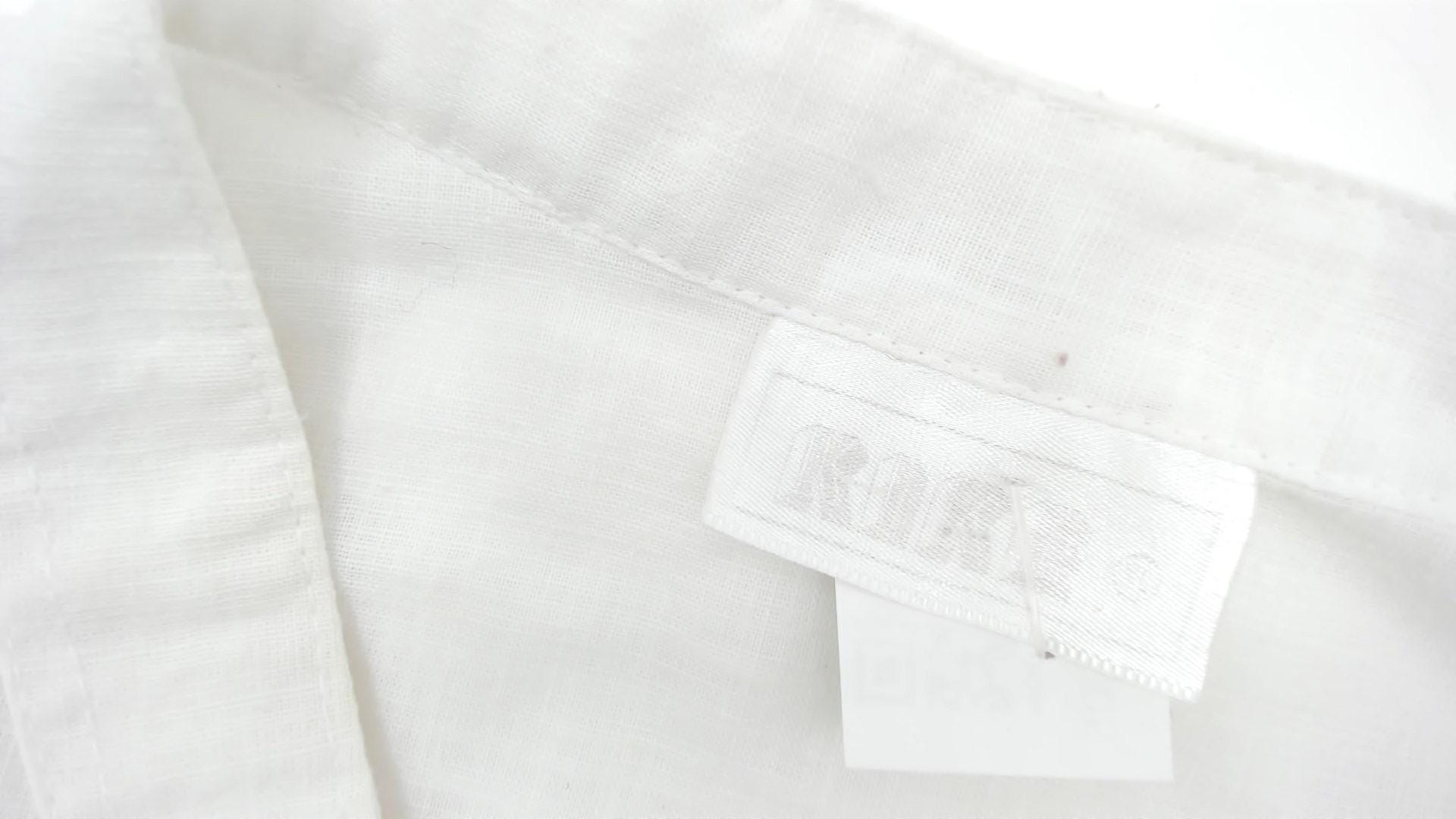 90s White Pink Rose Embroidered Button Down Blouse Mandarin Collar Large L