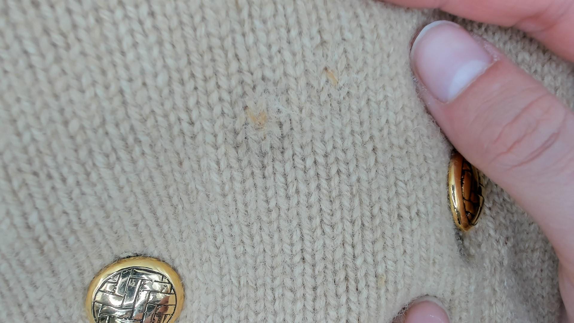 60s I. Magnin Camel Hair Cardigan Tan Gold Button Crew Neck XS
