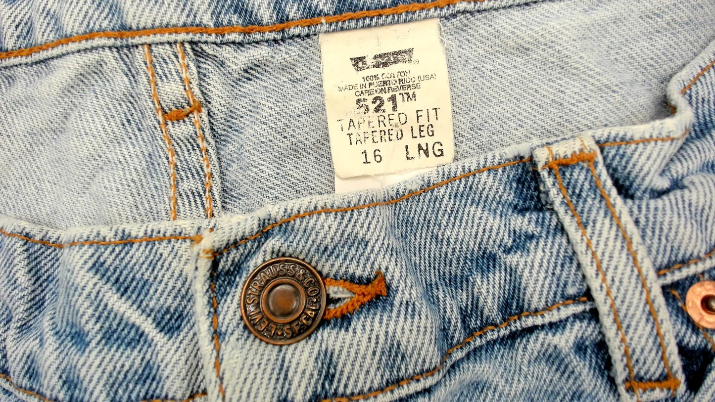 Levi's 521 High Waist Mom Jeans Blue Denim Tapered 90s 16 Long
