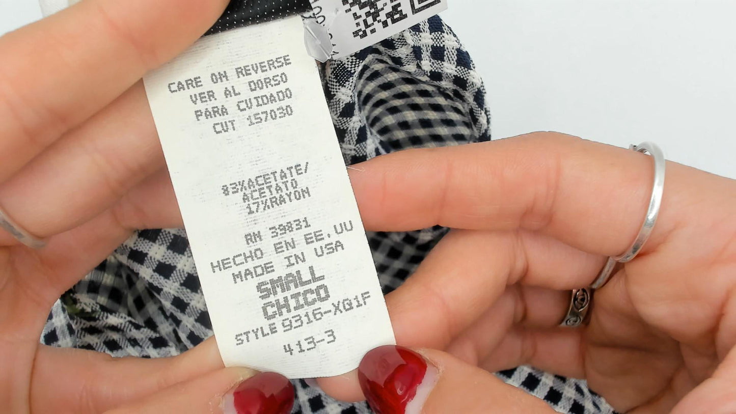 90s Jadyn T Gingham Tunic Black White Floral Embroidered Small