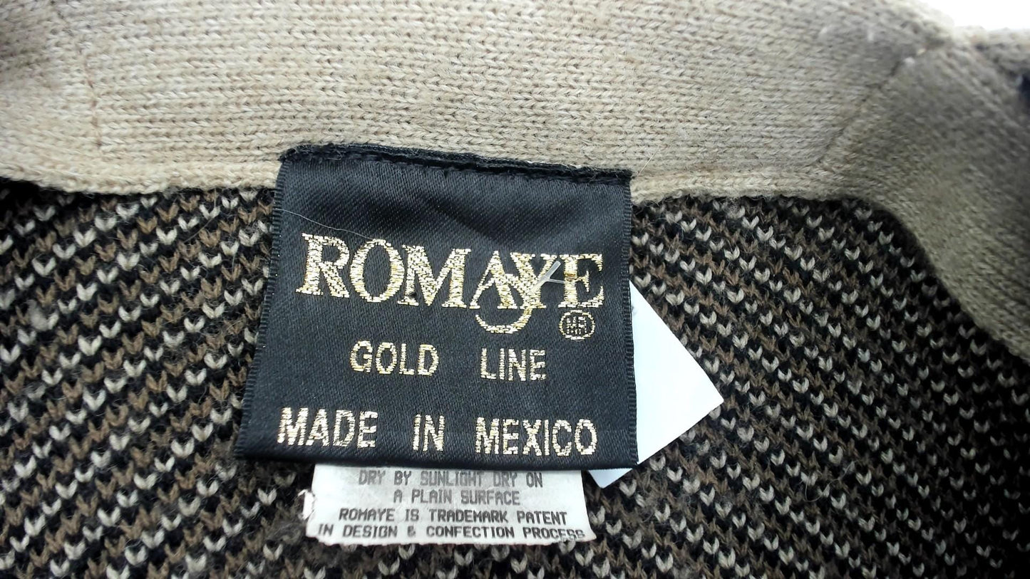 80s Romaye Leopard Cardigan Tan Striped Wool Blend Small S