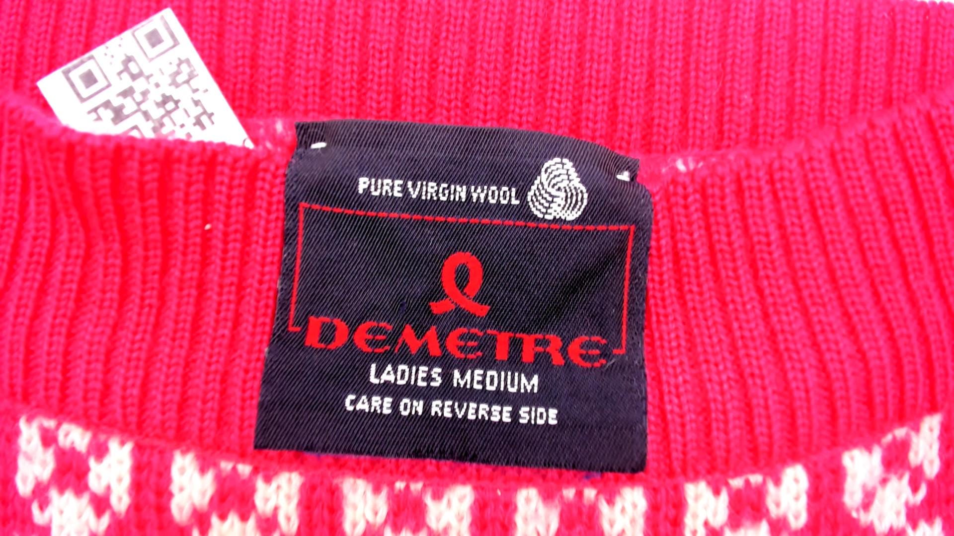 80s Demetre Wool Fair Isle Sweater Pink Geometric Boat Neck Medium M