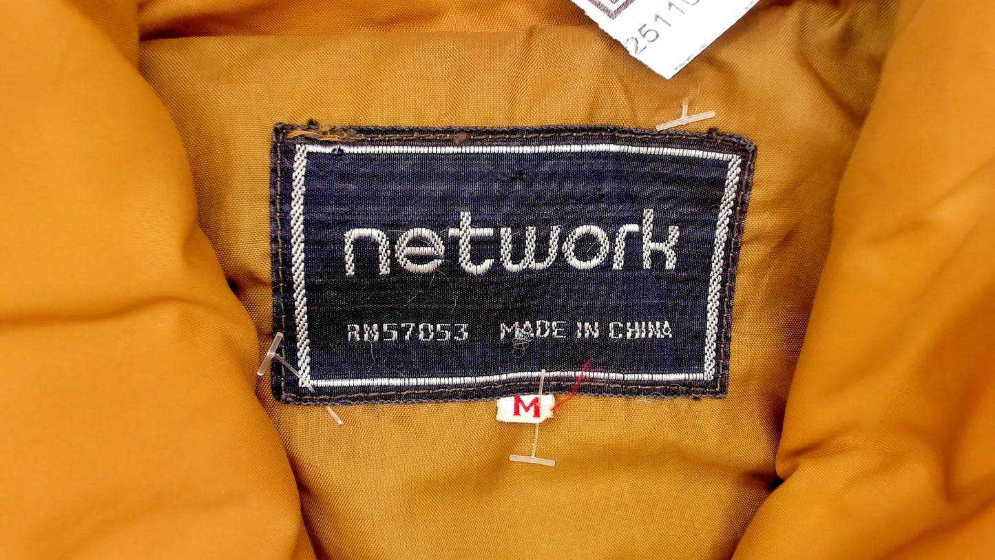 80s Mustard Brown Quilted Puffer Vest Nylon Zip Front Medium