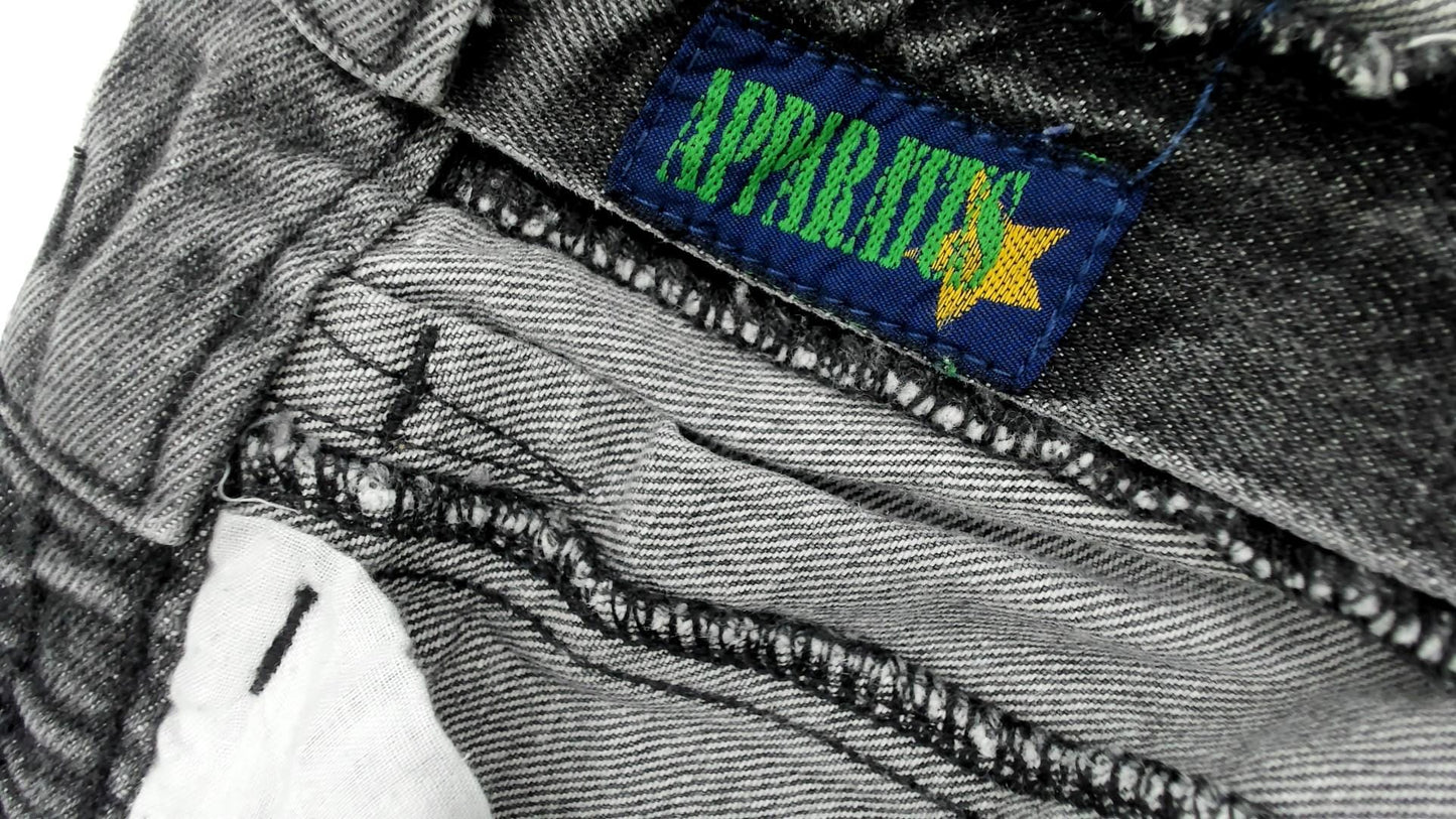 80s Apparatus Denim Joggers Gray Acid-Washed High-Waisted Tapered Ankle Cuff Medium