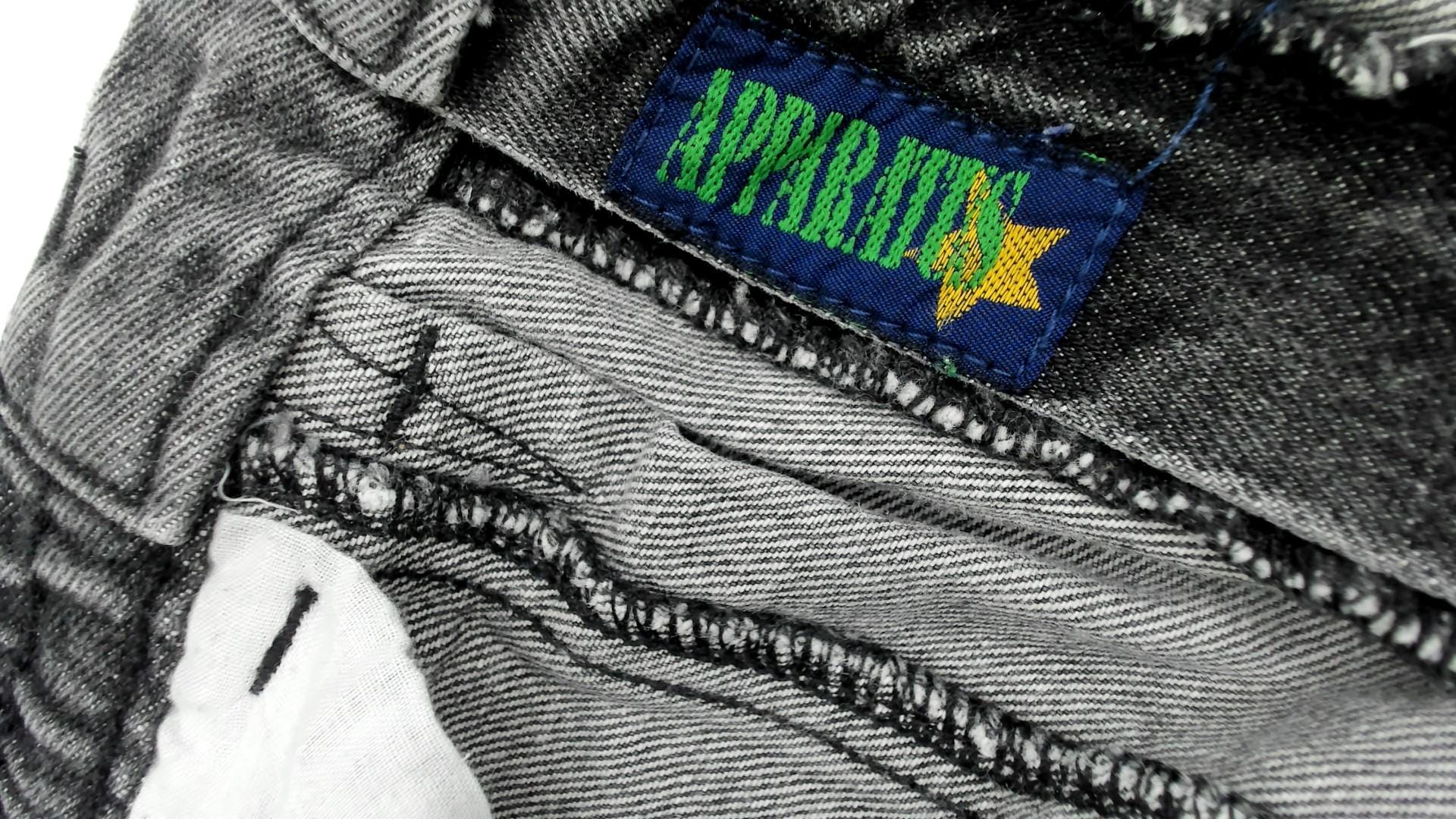 80s Apparatus Denim Joggers Gray Acid-Washed High-Waisted Tapered Ankle Cuff Medium