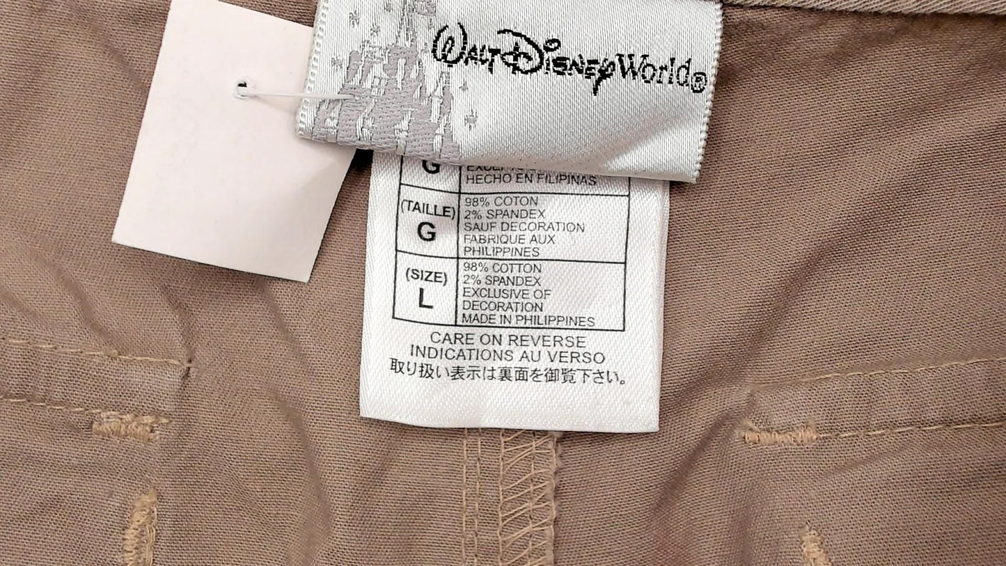Y2K Mickey Mouse Disney World Cargo Capri Pants Beige Cotton Large L