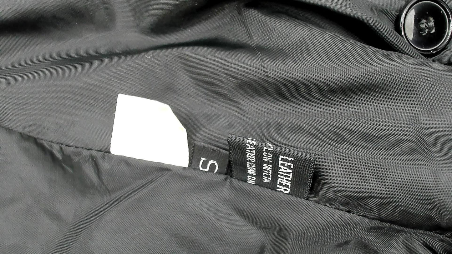 90s Winlit Black Leather Double Breasted Cropped Blazer Notched Lapel Small S