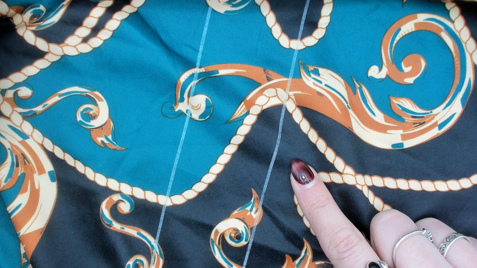 Y2K Anthony Richards Paisley Scroll Dress Teal Black Kimono Sleeve Plus Size XXL