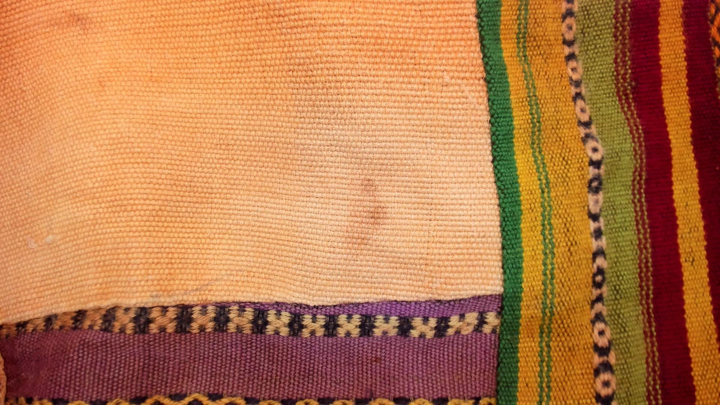 90s Patchwork A-Line Skirt Multicolor Ethnic Striped Cotton Ankle Length Medium