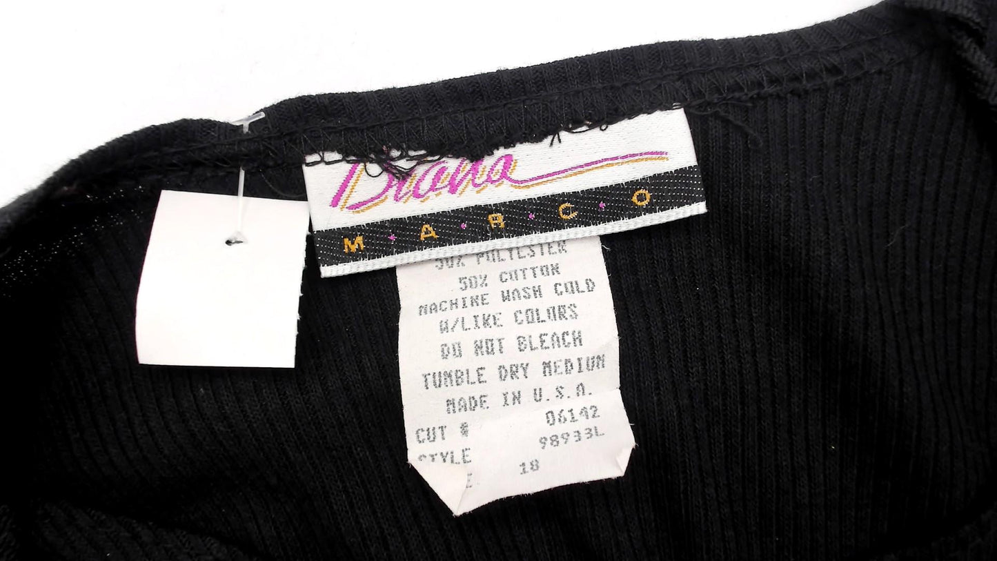 90s Diana Marco Denim Dress Black Chambray Two Tone Belted Extra Large XL