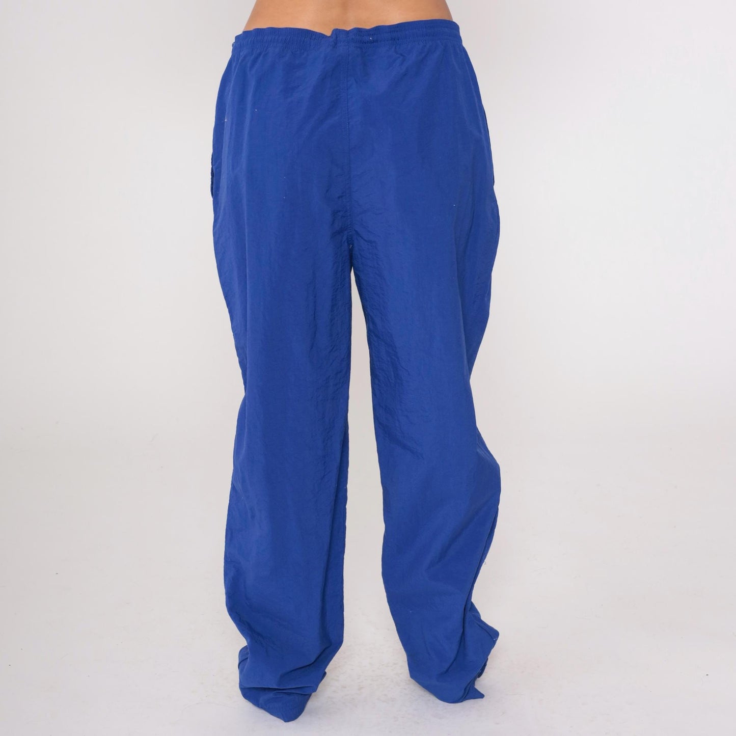 90s Adidas Royal Blue Track Pants Nylon Windbreaker Elastic Waist Large L