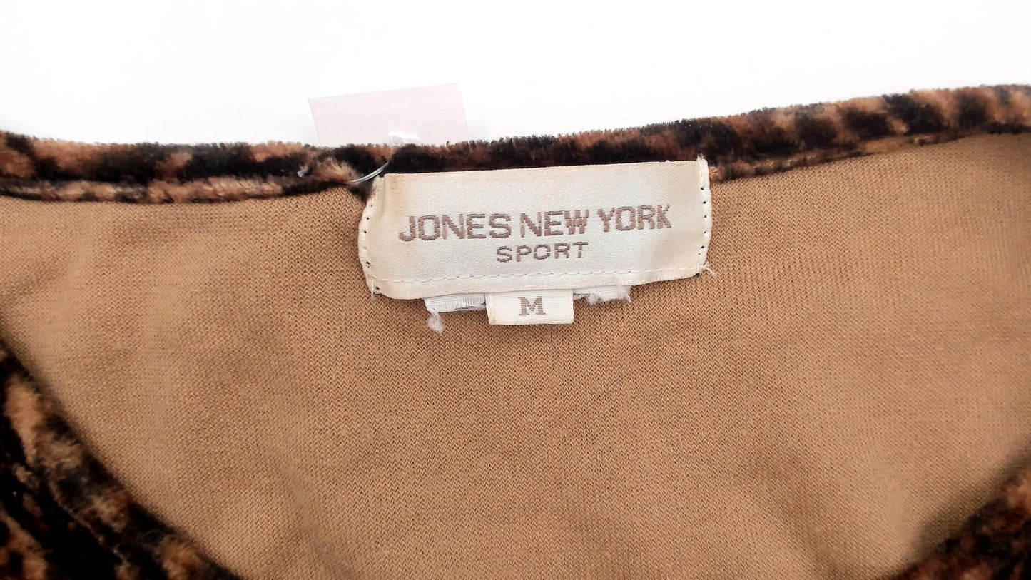 90s Jones New York Leopard Print Maxi Dress Long Sleeve Brown Medium M