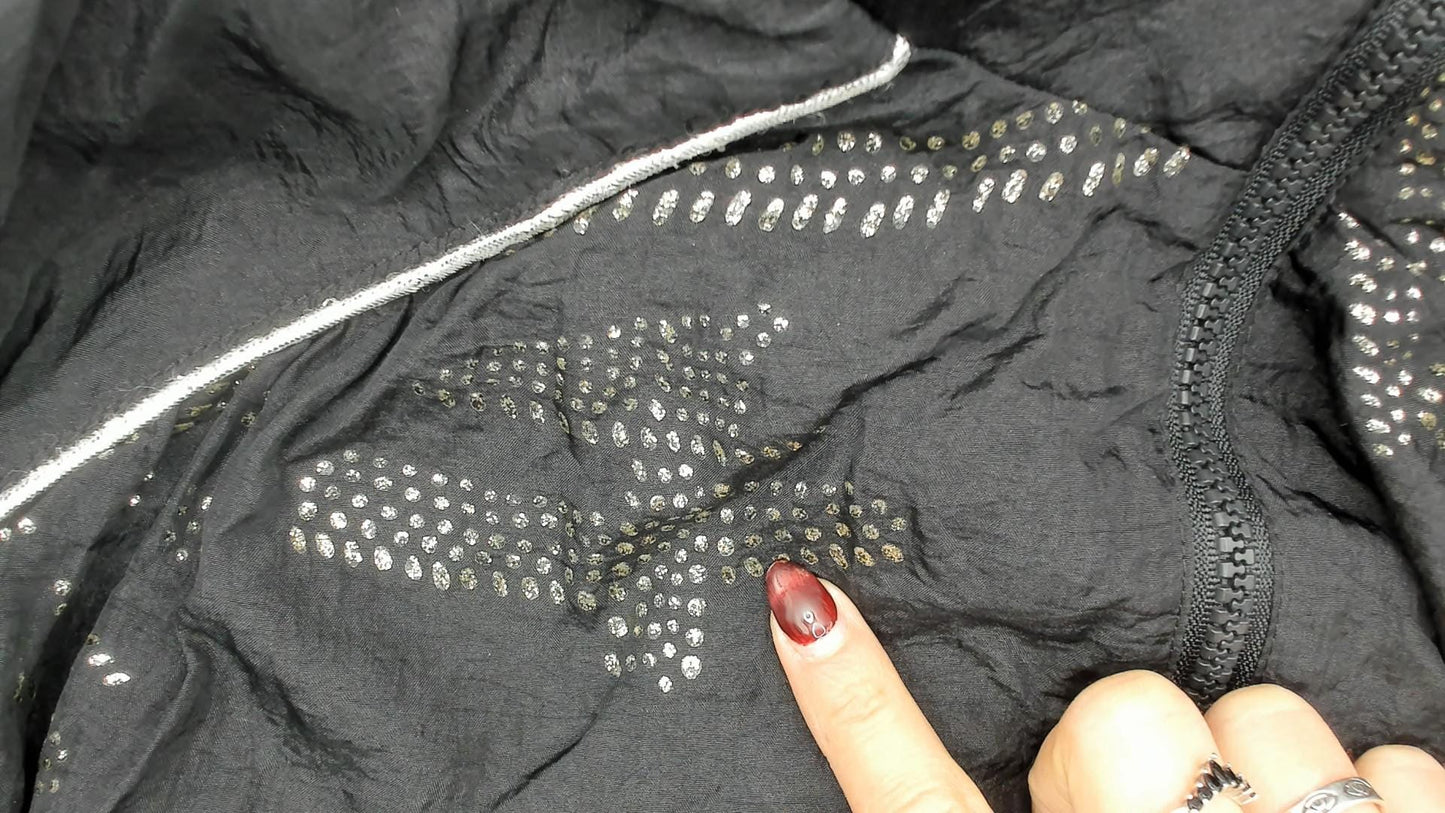 90s Lily's of Beverly Hills Black Glitter Nylon Track Jacket Extra Large XL