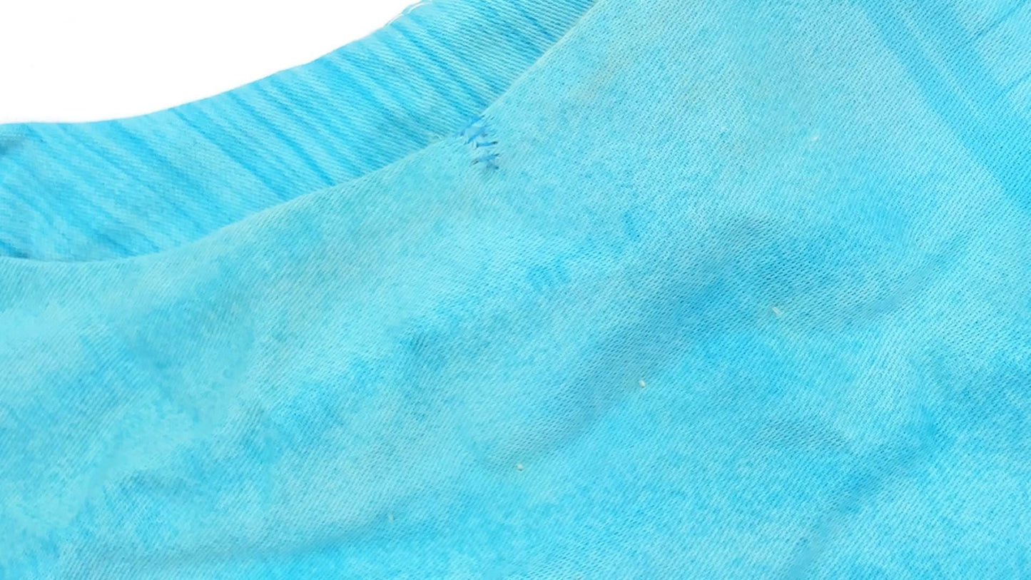 60s Psychedelic Floral Mini Dress Shift Sleeveless Cotton Turquoise Small