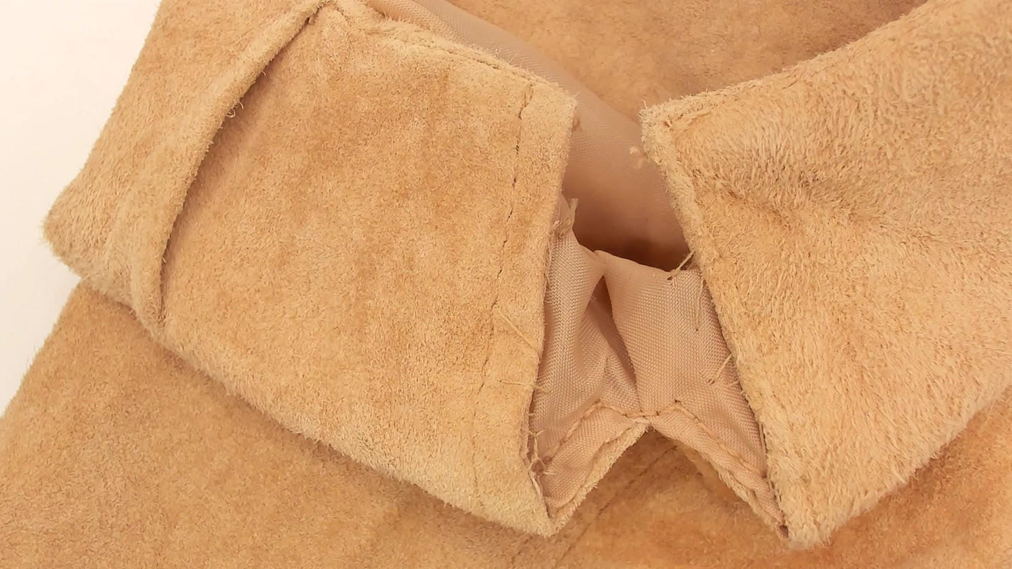 Y2K Willi Smith Tan Suede Jacket Cropped Button Front Medium M
