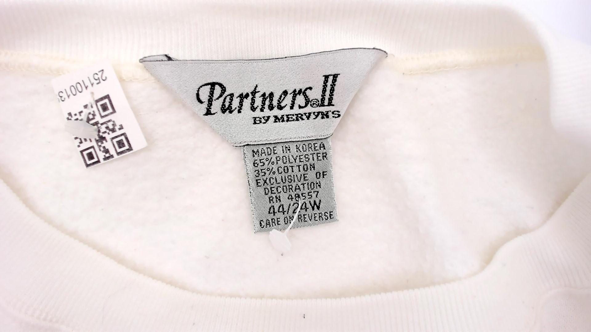 90s Partners II Heart Sweatshirt White Multicolour Appliqué Crewneck Extra Large XXL
