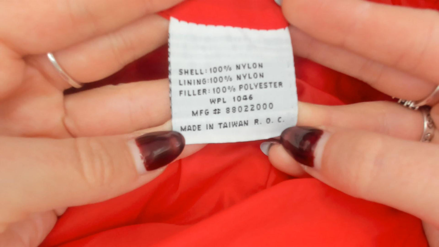80s Aurora International Blue Quilted Jacket Diamond Pattern Red Lining Medium