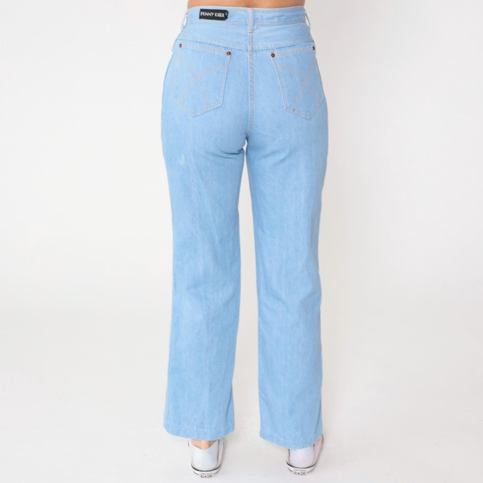 80s Funny Girl Light Wash High-Waisted Straight Leg Jeans Small S