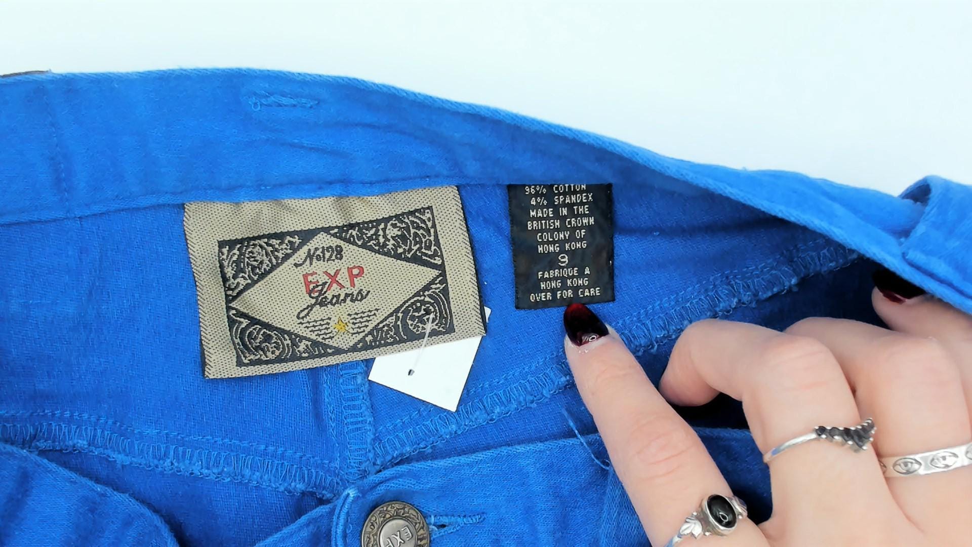 90s Exp Jeans Royal Blue High-Waisted Denim Shorts Small S