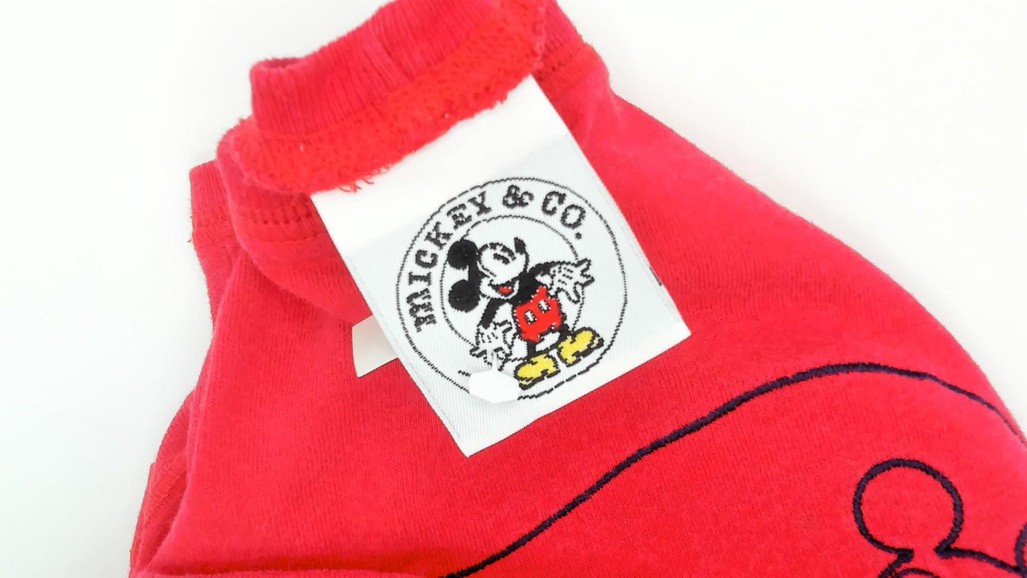 90s Mickey Mouse Fishing Graphic T-Shirt Red Cotton Crew Neck Medium M