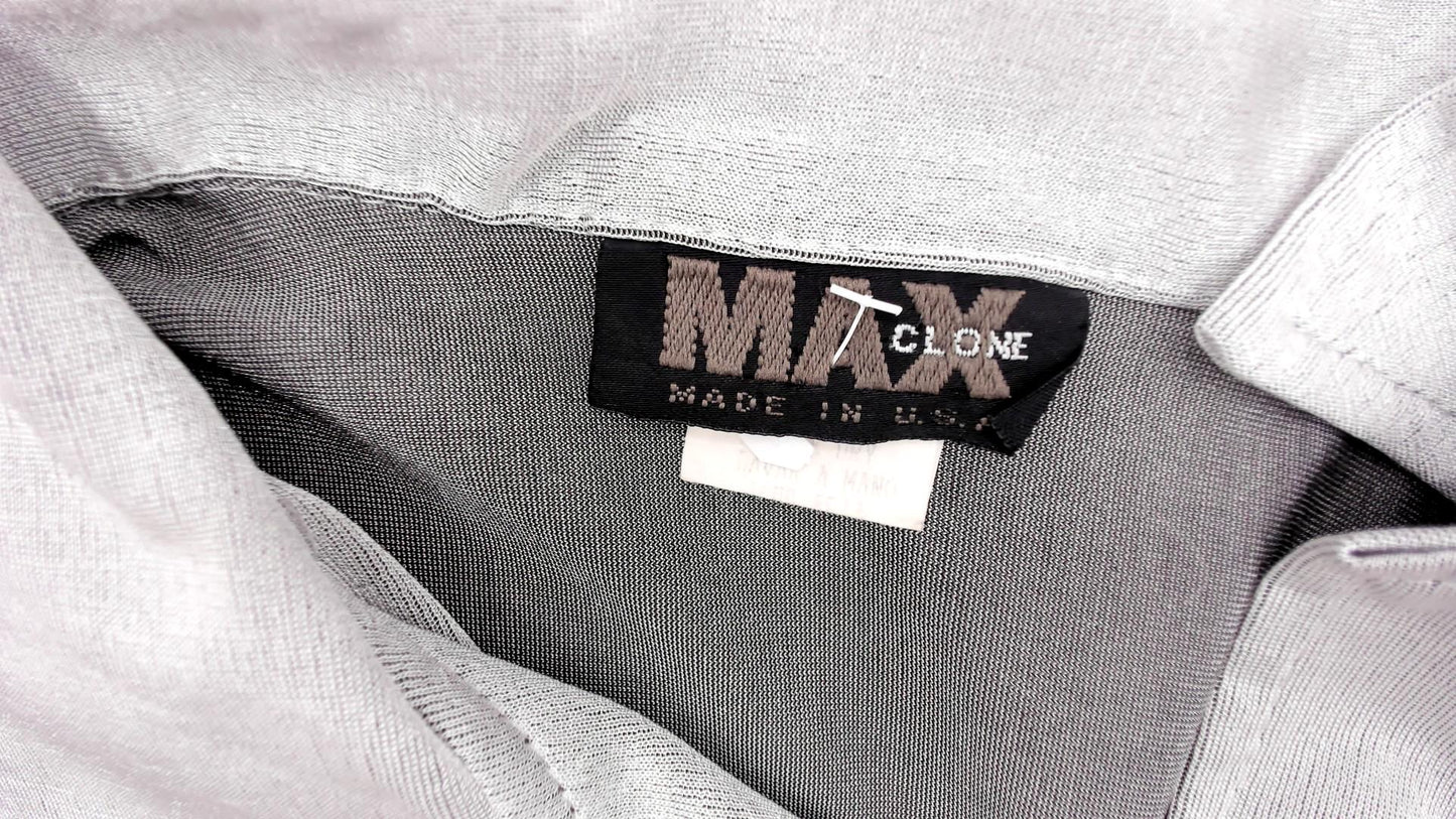 90s Silver Button-Front Tunic Shirt Three-Quarter Sleeve Extra Large XL